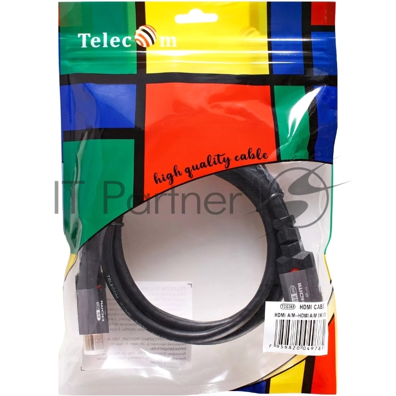 Кабель HDMI 19M/M,ver. 2.1, 8K@60 Hz 1.5m метал разъемы, Telecom <TCG365-1.5M>