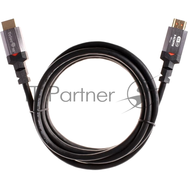 Кабель HDMI 19M/M,ver. 2.1, 8K@60 Hz 2m метал разъемы, Telecom <TCG365-2M>