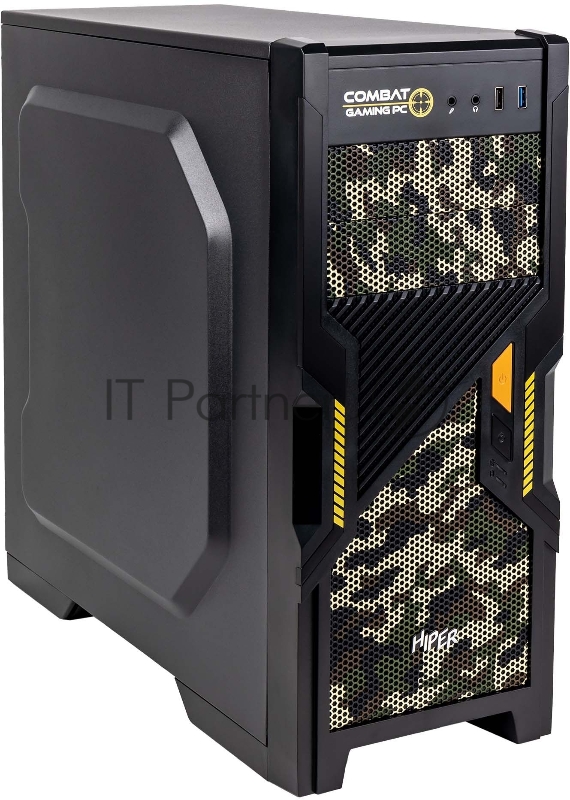 Корпус Hiper Combat черный без БП ATX 3x120mm 1xUSB2.0 1xUSB3.0 audio bott PSU