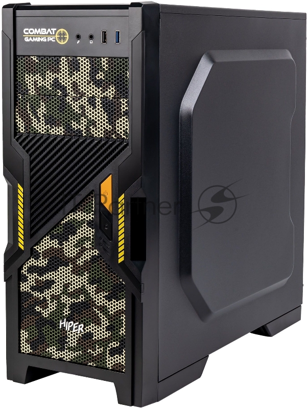 Корпус Hiper Combat черный без БП ATX 3x120mm 1xUSB2.0 1xUSB3.0 audio bott PSU