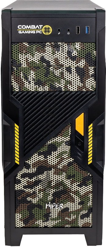 Корпус Hiper Combat черный без БП ATX 3x120mm 1xUSB2.0 1xUSB3.0 audio bott PSU