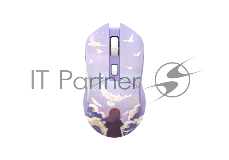 Мышь игровая беспроводная Dareu EM901X Dream (фиолетовый, серия Dream), DPI 400/800/1600/3200/6400/12000, подключение: проводное+2.4GHz, подсветка RGB, с зарядной станцией, встроенный аккумулятор 930mAh, размер 124x67x39мм