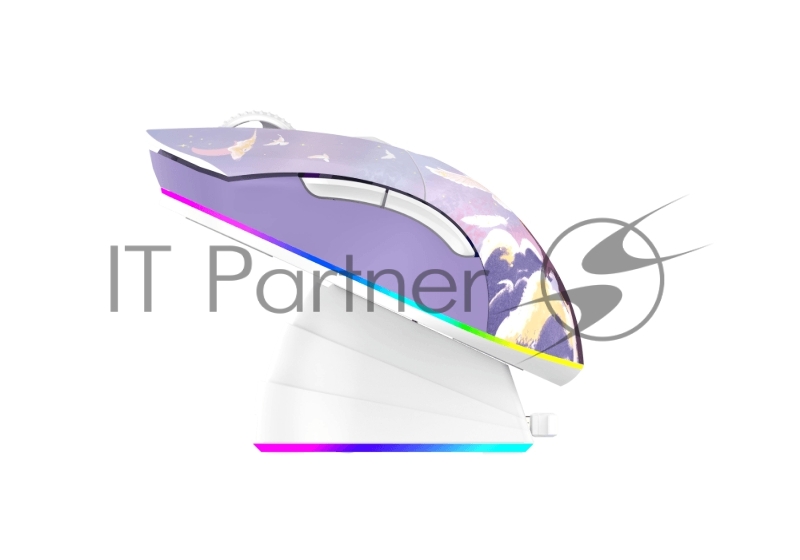 Мышь игровая беспроводная Dareu EM901X Dream (фиолетовый, серия Dream), DPI 400/800/1600/3200/6400/12000, подключение: проводное+2.4GHz, подсветка RGB, с зарядной станцией, встроенный аккумулятор 930mAh, размер 124x67x39мм