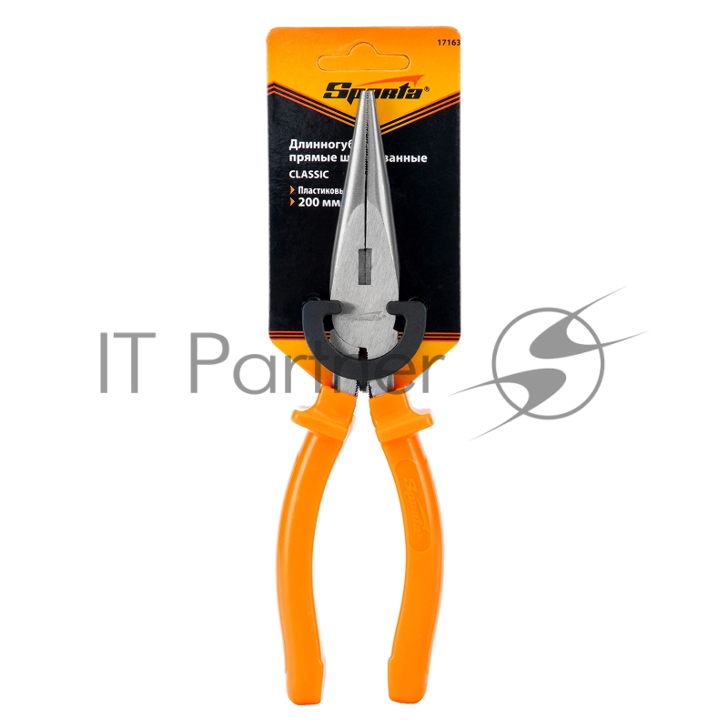 Длинногубцы Classic, 200 мм, прямые шлифованные, пластмассовые рукоятки// Sparta