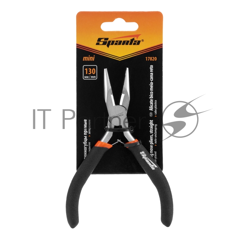Длинногубцы Mini, 130 мм, никелированные, прямые, авторазжим// Sparta