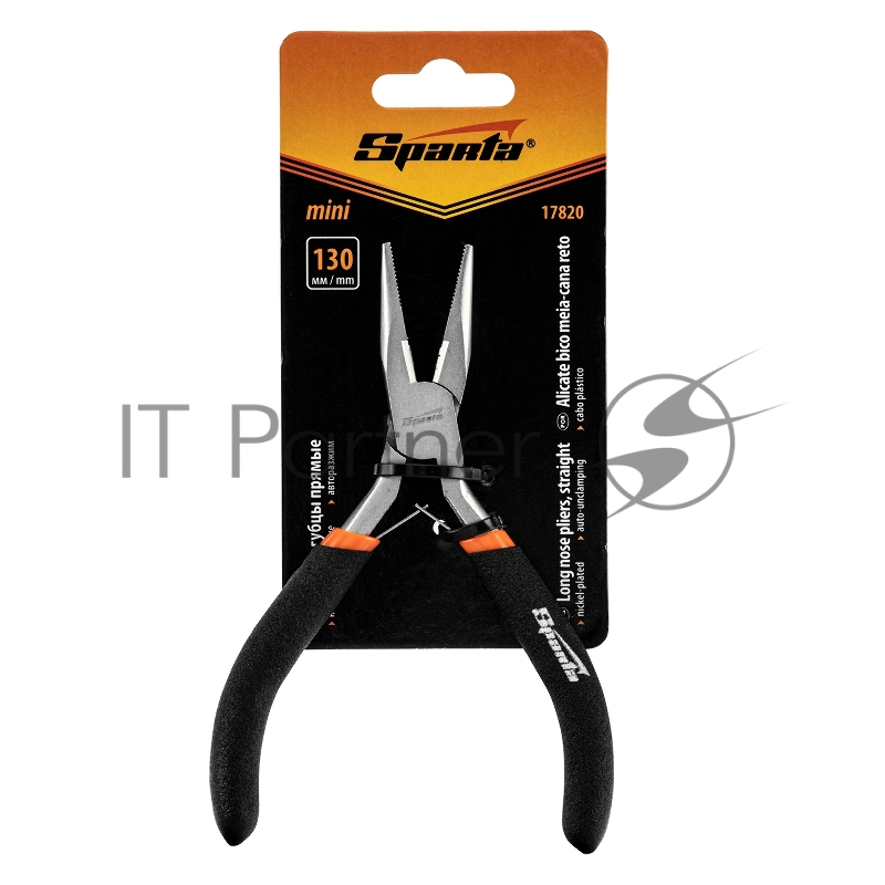 Длинногубцы Mini, 130 мм, никелированные, прямые, авторазжим// Sparta
