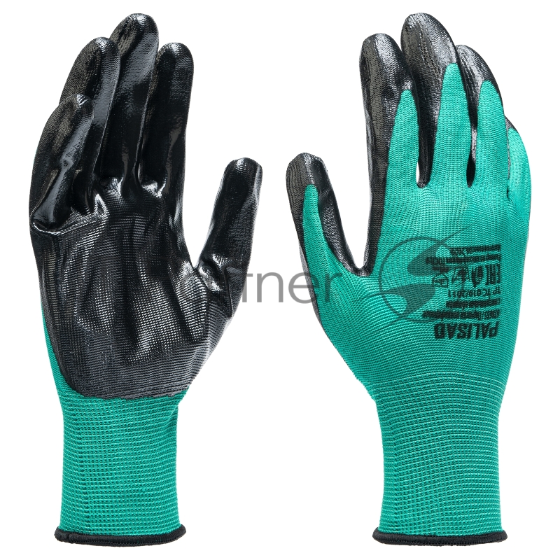 Перчатки полиэфирные с чёрным нитрильным покрытием, размер 9, 13 класс вязки// Palisad