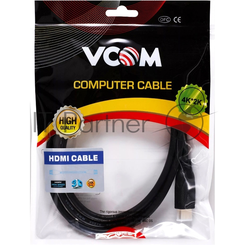 Кабель HDMI-19M --MiniHDMI-19M ver 2.0 1.8m VCOM <CG583-1.8M>