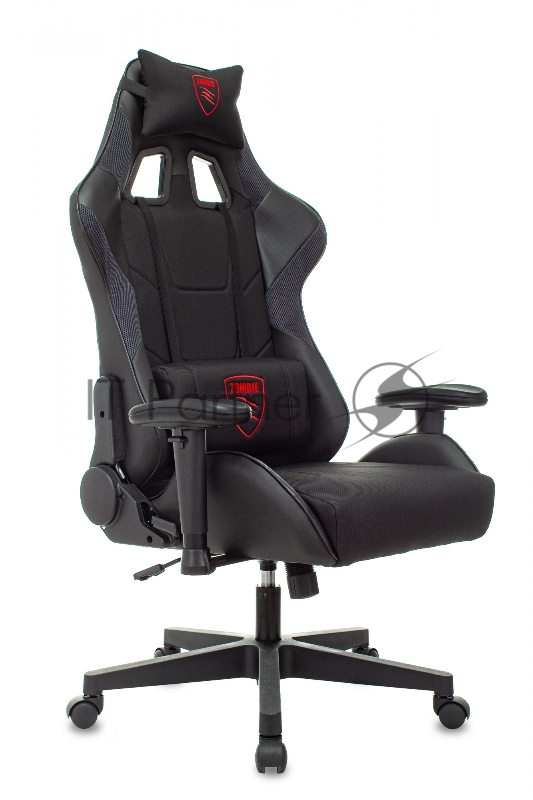 Кресло игровое Zombie Thunder 1 черный/карбон текстиль/эко.кожа с подголов. крестов. пластик