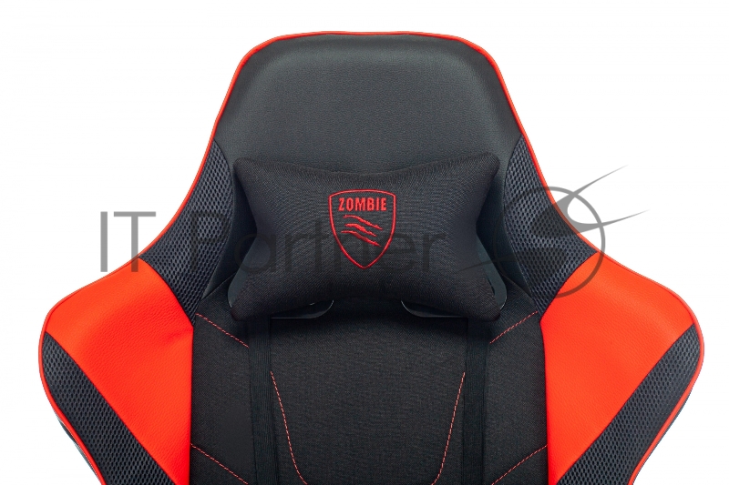 Кресло игровое Zombie Thunder 1 черный/красный текстиль/эко.кожа с подголов. крестов. пластик