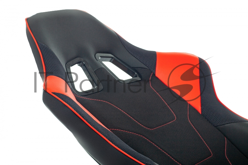 Кресло игровое Zombie Thunder 1 черный/красный текстиль/эко.кожа с подголов. крестов. пластик