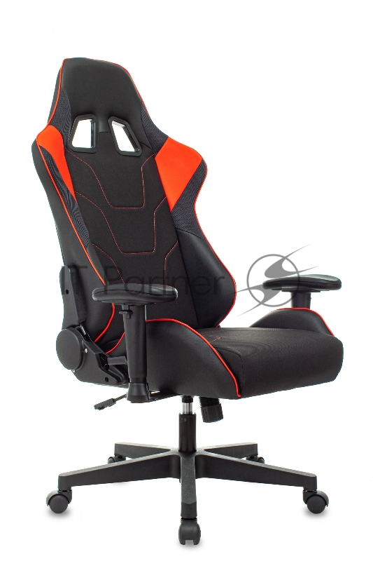 Кресло игровое Zombie Thunder 1 черный/красный текстиль/эко.кожа с подголов. крестов. пластик