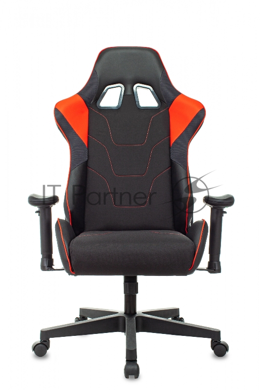 Кресло игровое Zombie Thunder 1 черный/красный текстиль/эко.кожа с подголов. крестов. пластик