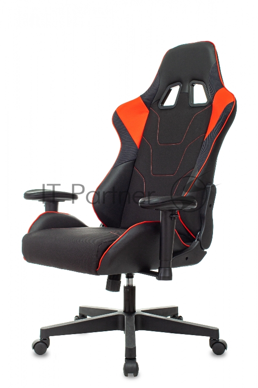 Кресло игровое Zombie Thunder 1 черный/красный текстиль/эко.кожа с подголов. крестов. пластик