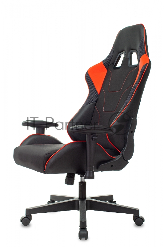 Кресло игровое Zombie Thunder 1 черный/красный текстиль/эко.кожа с подголов. крестов. пластик