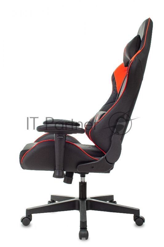 Кресло игровое Zombie Thunder 1 черный/красный текстиль/эко.кожа с подголов. крестов. пластик