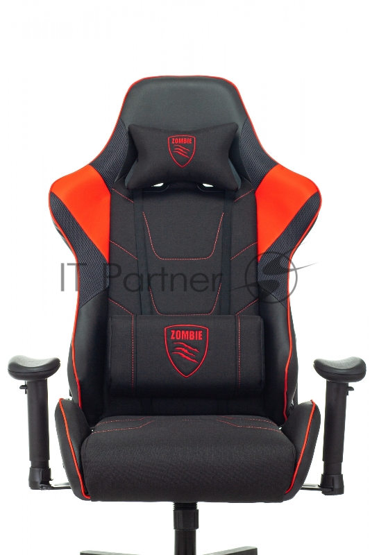 Кресло игровое Zombie Thunder 1 черный/красный текстиль/эко.кожа с подголов. крестов. пластик