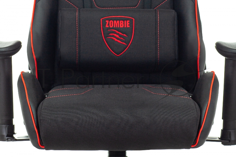 Кресло игровое Zombie Thunder 1 черный/красный текстиль/эко.кожа с подголов. крестов. пластик
