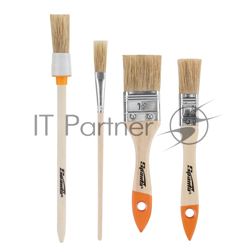 Набор кистей, 4 шт. (плоские 3/4, 1,5, круглые №1,№2.)// Sparta