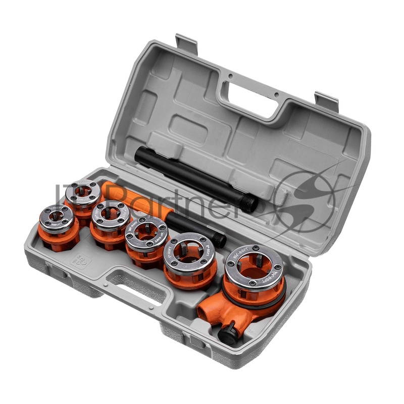 Набор клуппов 1/4-3/8-1/2-3/4-1-1 1/4, плашкодержатель с трещоткой, 9 предм.// Sparta