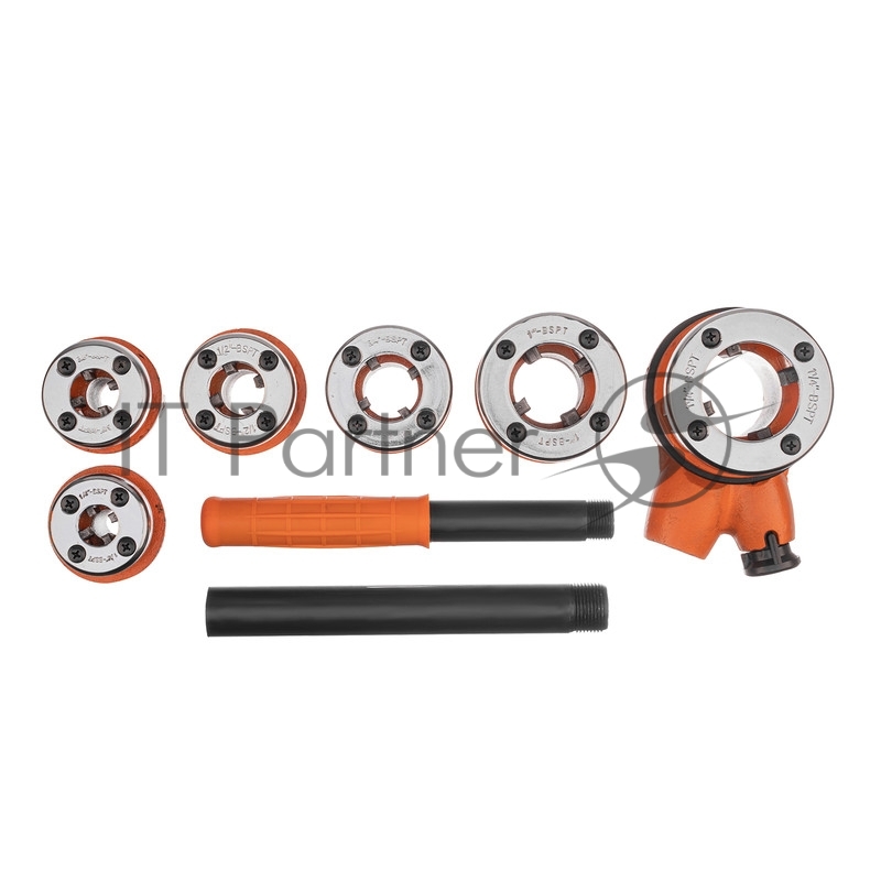 Набор клуппов 1/4-3/8-1/2-3/4-1-1 1/4, плашкодержатель с трещоткой, 9 предм.// Sparta