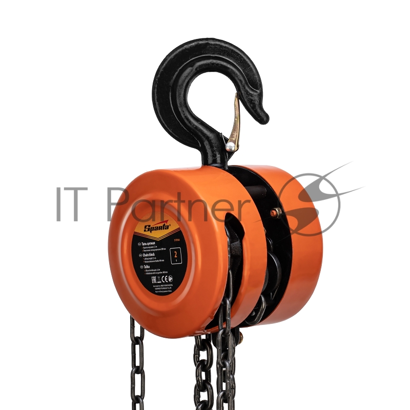 Таль цепная, 2 т, h подъема 2,5 м, расстояние между крюками 380 мм// Sparta