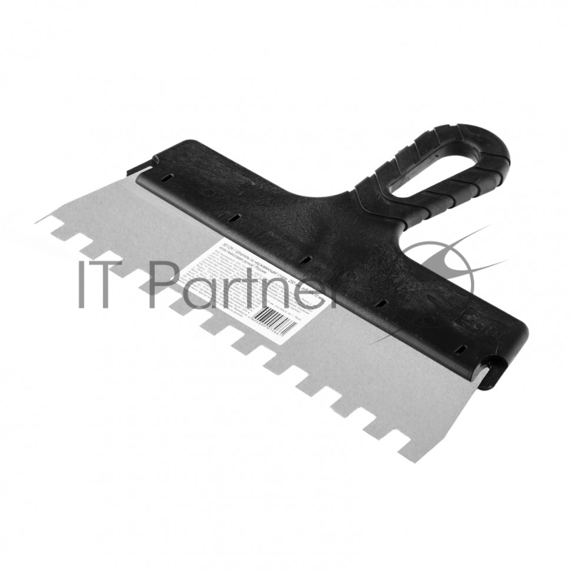 Шпатель из нержавеющей стали, 250 мм, зуб 10х10 мм, пластмассовая ручка // Sparta