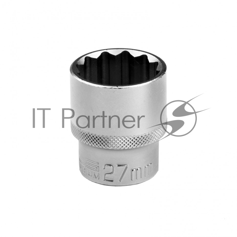 Головка торцевая, 27 мм, 12-гранная, CrV, под квадрат 1/2, хромированная// Stels