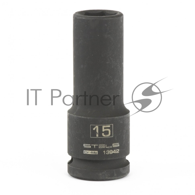 Головка ударная удлиненная шестигранная, 15 мм, 1/2, CrMo// Stels