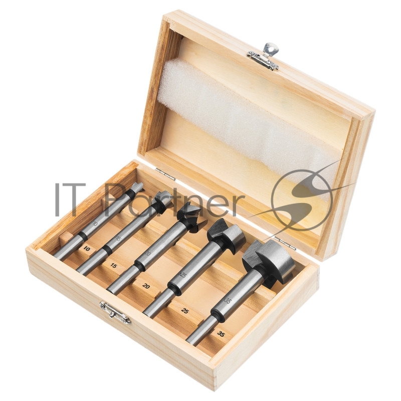 Набор сверл Форстнера по дереву, 10-15-20-25-35 мм, 5 шт, в дерев. боксе, цилин.хвостовик// Sparta