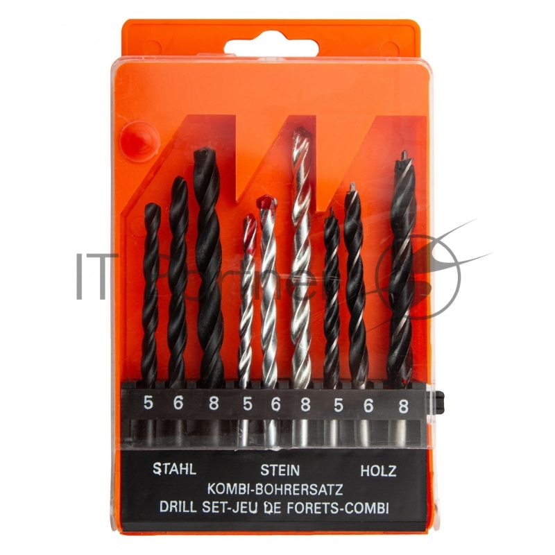 Набор сверл по бетону 5-6-8 мм, металлу 5-6-8 мм, дереву 5-6-8 мм, 9 шт. цилин. хвостовик// Sparta