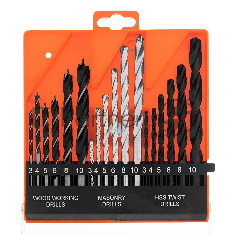 Набор сверл по бетону, металлу, дереву 3-4-5-6-8-10 мм, 18 шт. пласт. бокс, цилин. хвост.// Sparta