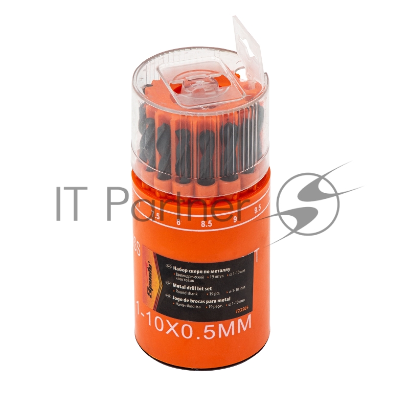 Набор сверл по металлу, 1-10 мм (через 0,5 мм), HSS, 19 шт., в стакане, цилинд. хвостовик// Sparta