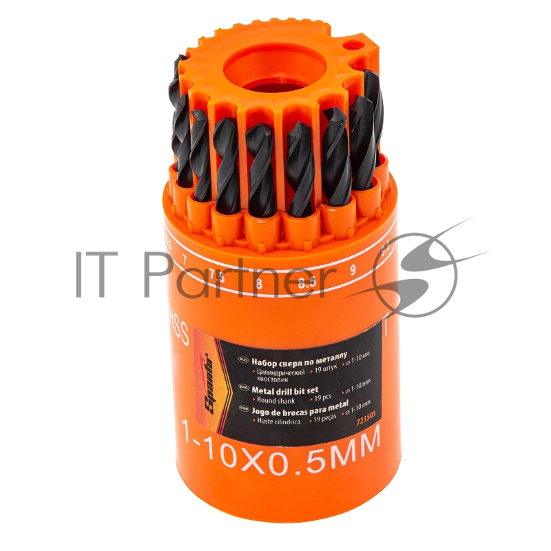 Набор сверл по металлу, 1-10 мм (через 0,5 мм), HSS, 19 шт., в стакане, цилинд. хвостовик// Sparta