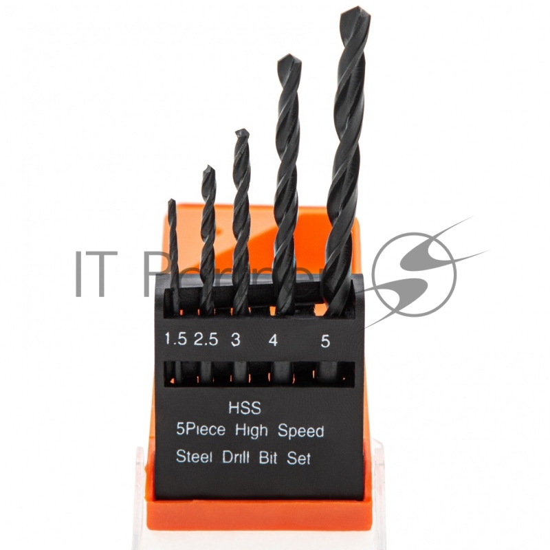 Набор сверл по металлу, 1,5-2,5-3-4-5 мм, HSS, 5 шт., пласт. бокс, цилинд. хвостовик// Sparta
