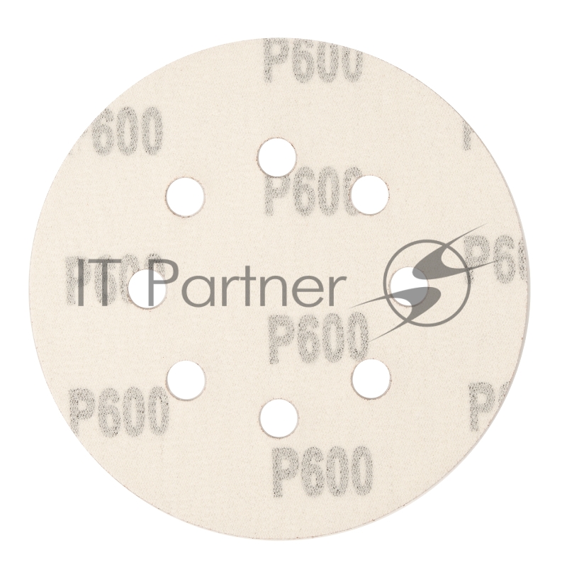 Круг абразивный на ворсовой подложке под липучку, перфорированный, P 600, 125 мм, 5 шт.// Сибртех