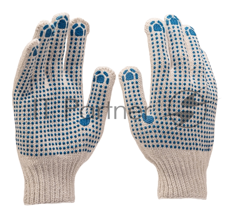 Перчатки трикотажные, с 2хПВХ точкой, 7 класс// Россия