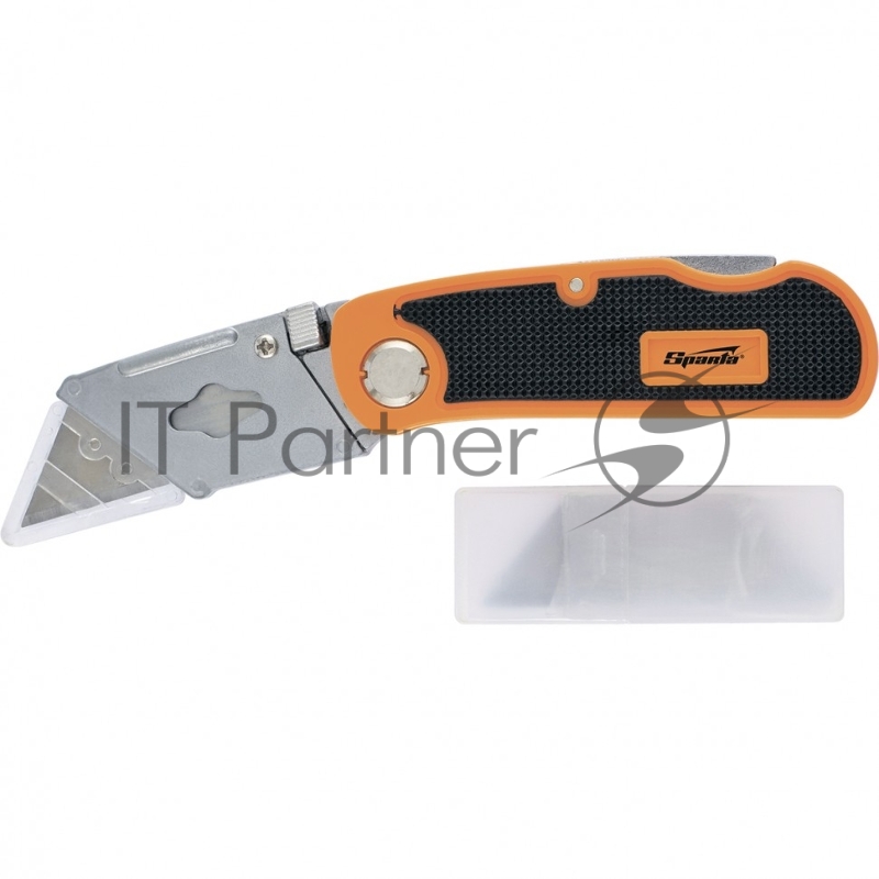 Нож, складной, пластиковая двухкомп рукоятка, сменное трапециевидное лезвие, 5 лезв.// Sparta