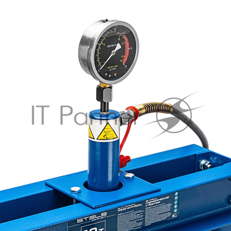 Пресс гидравлический с манометром и педалью, 12 т (комплект из 2 частей)// Stels