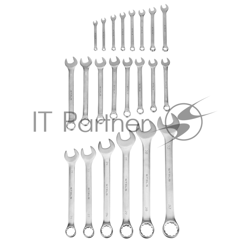 Набор ключей комбинированных 6-32 мм, 22 шт., CrV, матовый хром// Stels