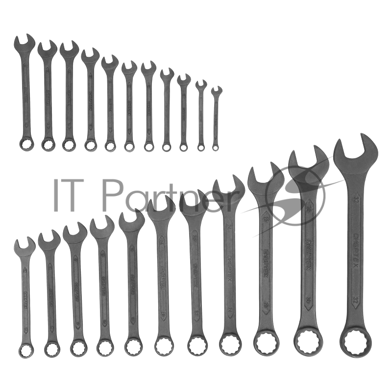 Набор ключей комбинированных, 6 - 32 мм, 22 шт., CrV, фосфатированные, ГОСТ 16983// Сибртех