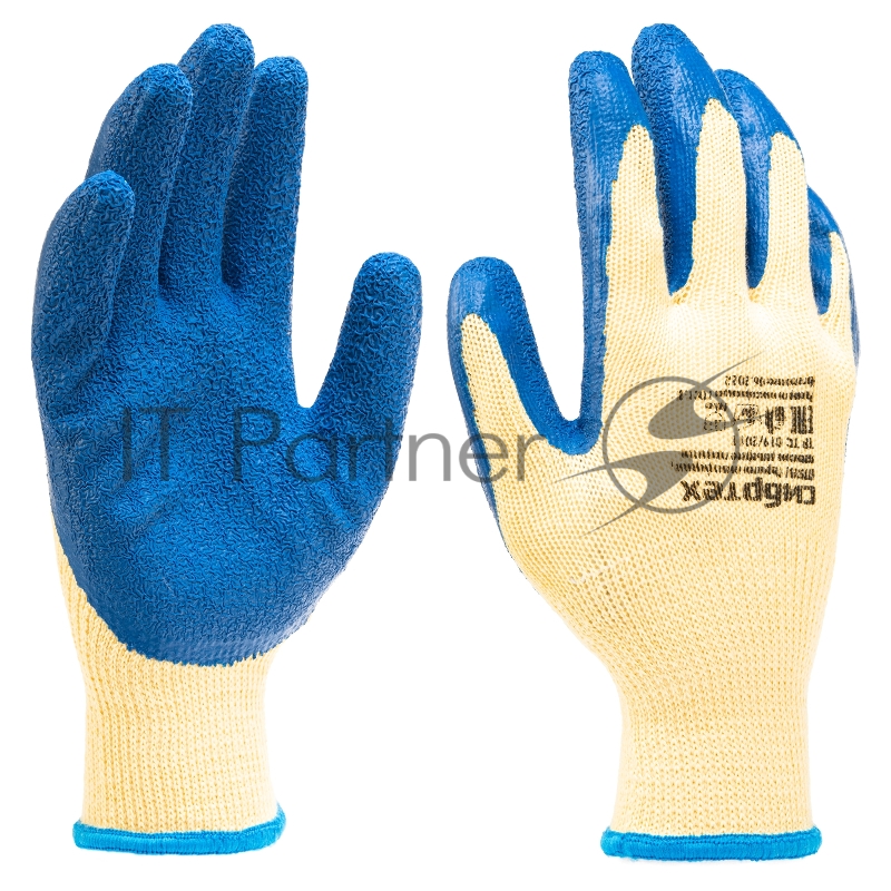 Перчатки трикотажные, полиэфирные, латексное рельефное покрытие, размер 8// Сибртех