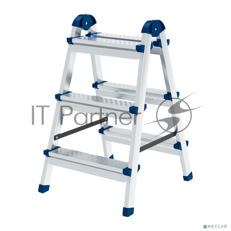 Стремянка двухсторонняя 3 ст., сталь профиль, стальные ступени, Россия// Сибртех