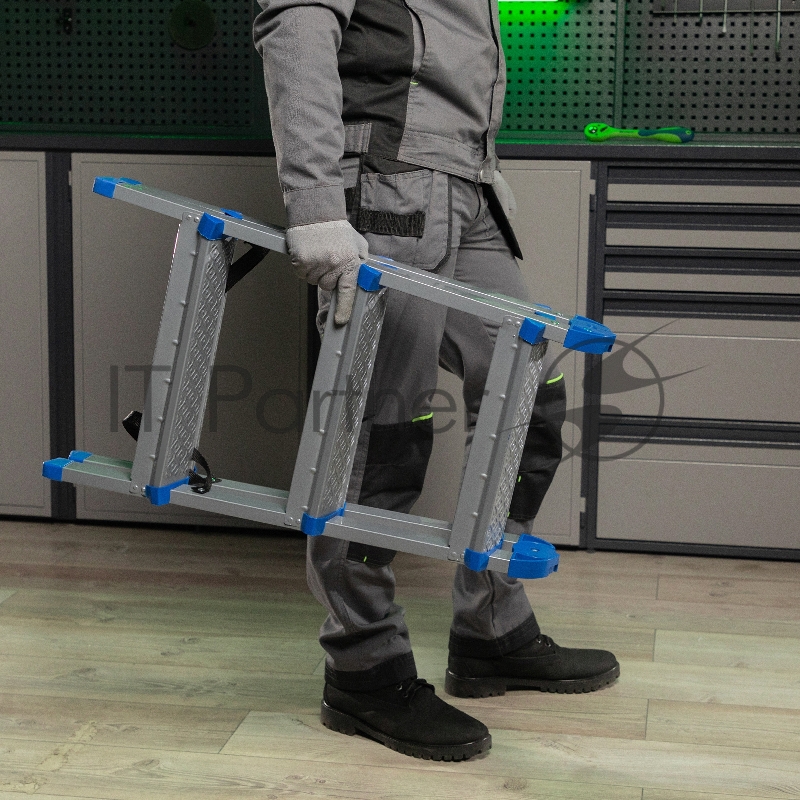 Стремянка двухсторонняя 3 ст., сталь профиль, стальные ступени, Россия// Сибртех