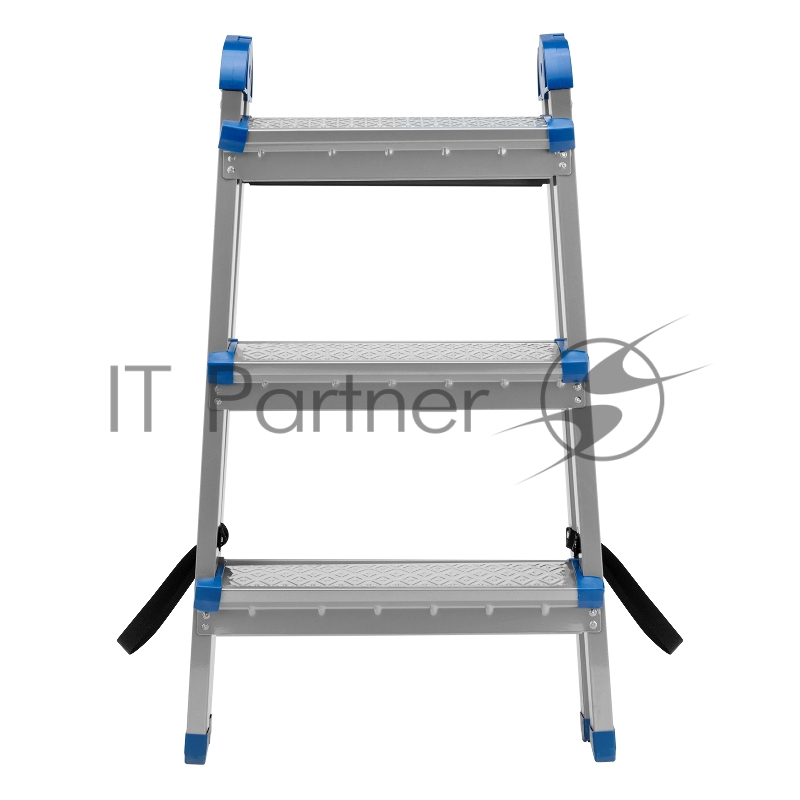 Стремянка двухсторонняя 3 ст., сталь профиль, стальные ступени, Россия// Сибртех