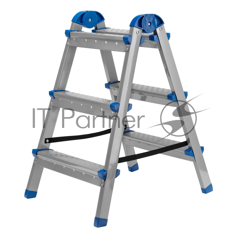 Стремянка двухсторонняя 3 ст., сталь профиль, стальные ступени, Россия// Сибртех