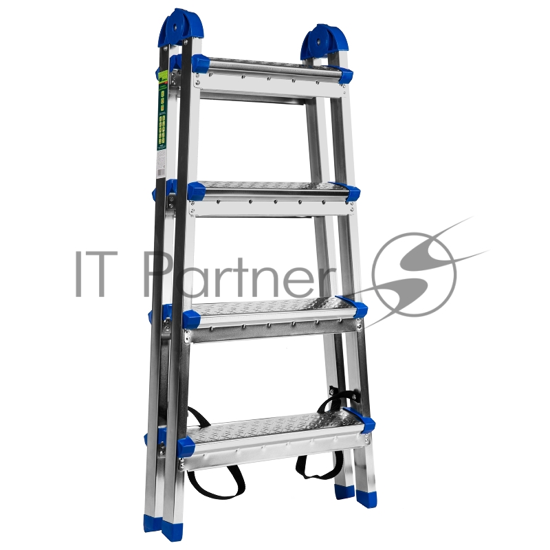 Стремянка двухсторонняя 4 ст., сталь профиль, стальные ступени, Россия// Сибртех