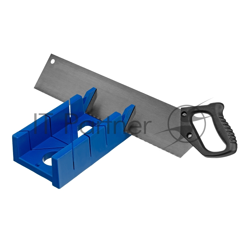 Стусло пластиковое синее,4 угла для запила+пила 450мм// Сибртех