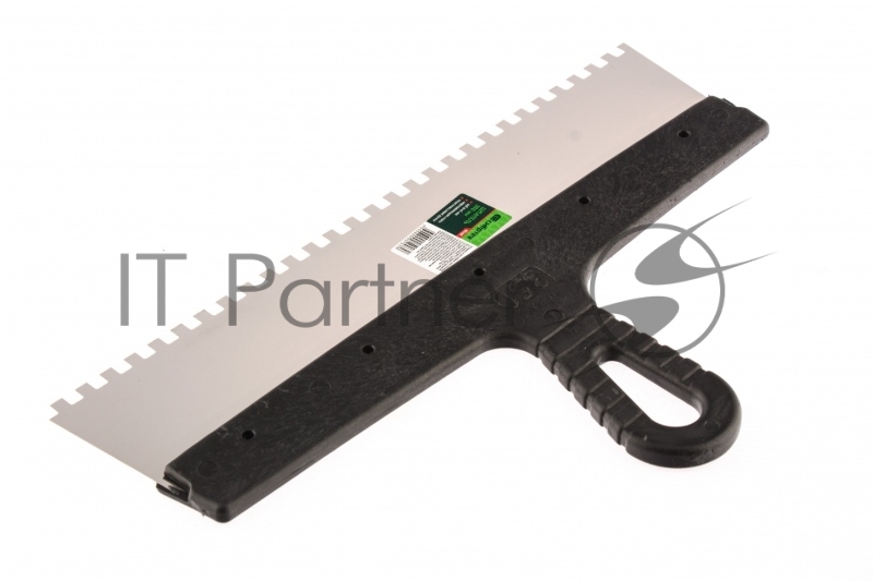 Шпатель из нержавеющей стали, 350 мм, зуб 6х6 мм, пластмассовая ручка// Сибртех