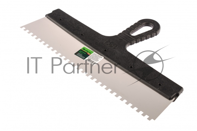 Шпатель из нержавеющей стали, 350 мм, зуб 6х6 мм, пластмассовая ручка// Сибртех